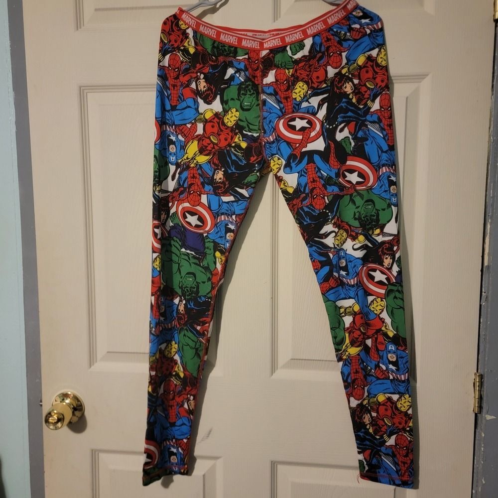 Marvel Avengers Kids Leggings Large L Spider-Man Hulk Iron Man Graphic Pants